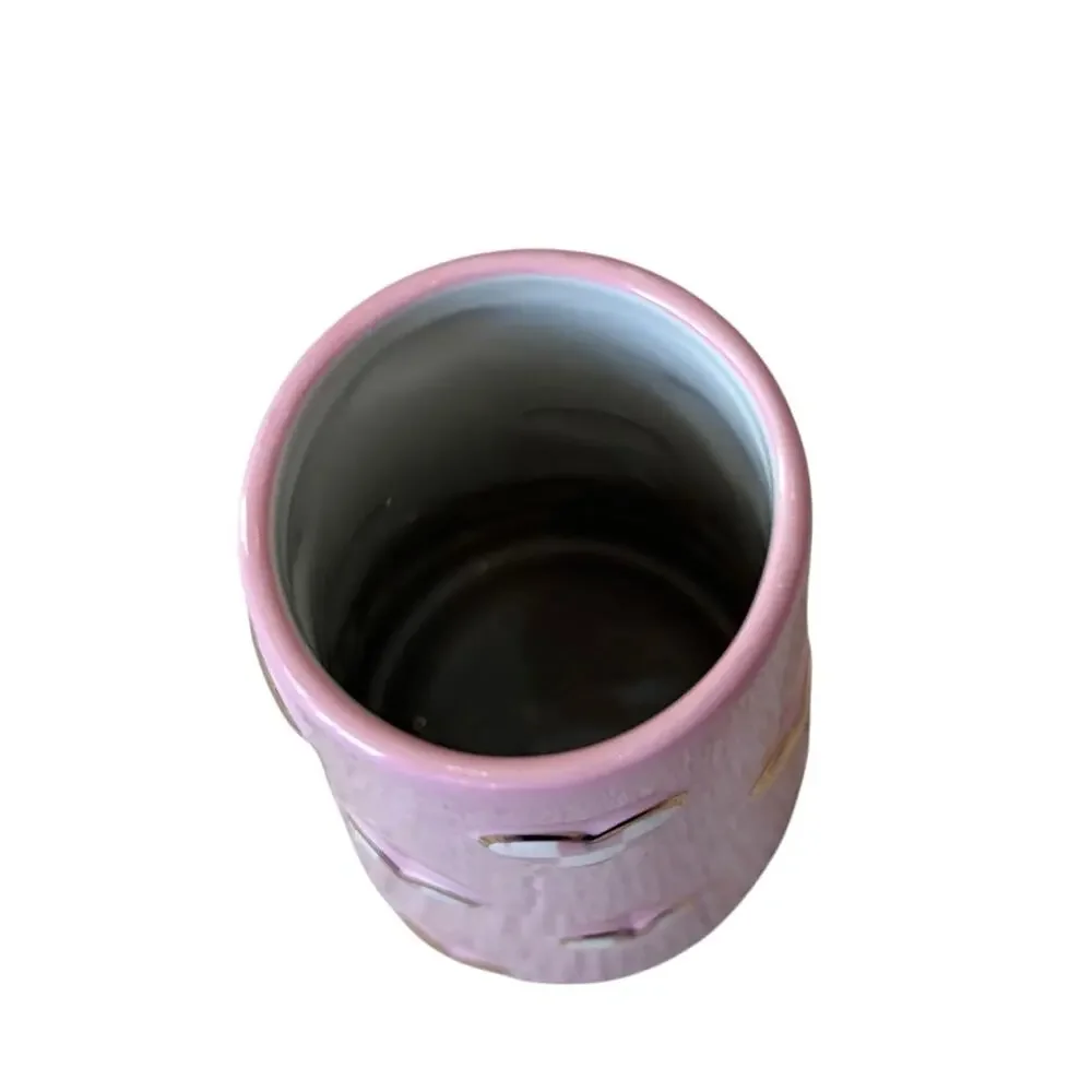 NEW Mackenzie-Childs Rosy Check Short Heart Vase In Original Box